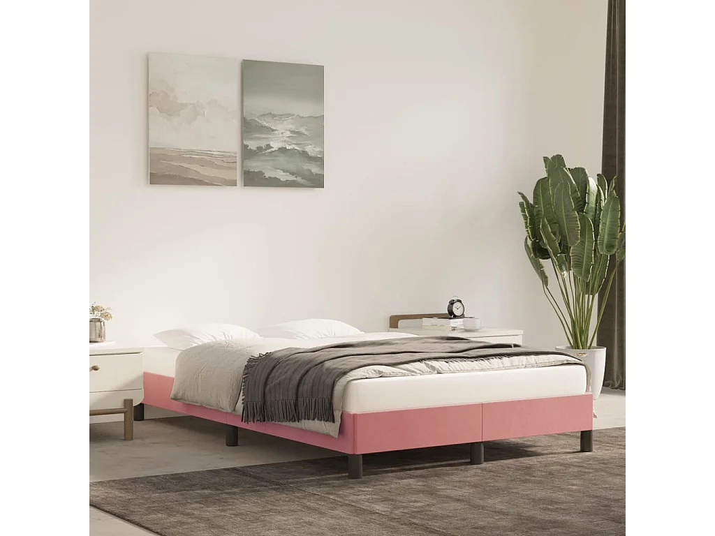 Cadre de lit sans matelas rose 120x190 cm velours