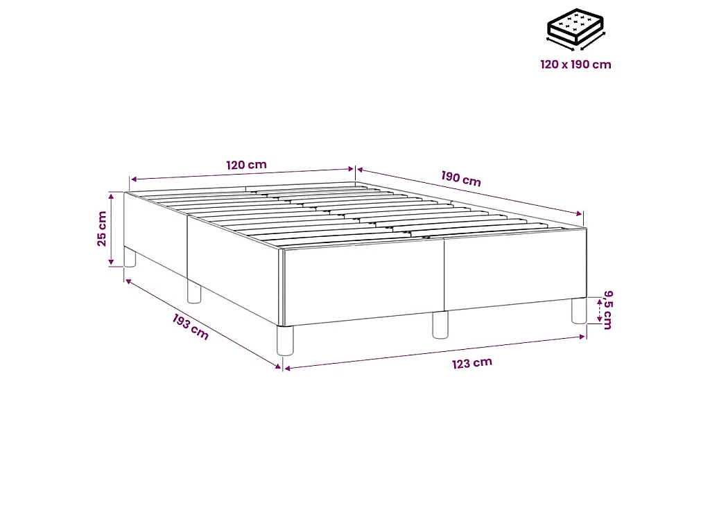 Cadre de lit sans matelas rose 120x190 cm velours