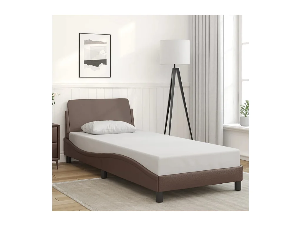 Cadre de lit sans matelas marron 90x200 cm similicuir