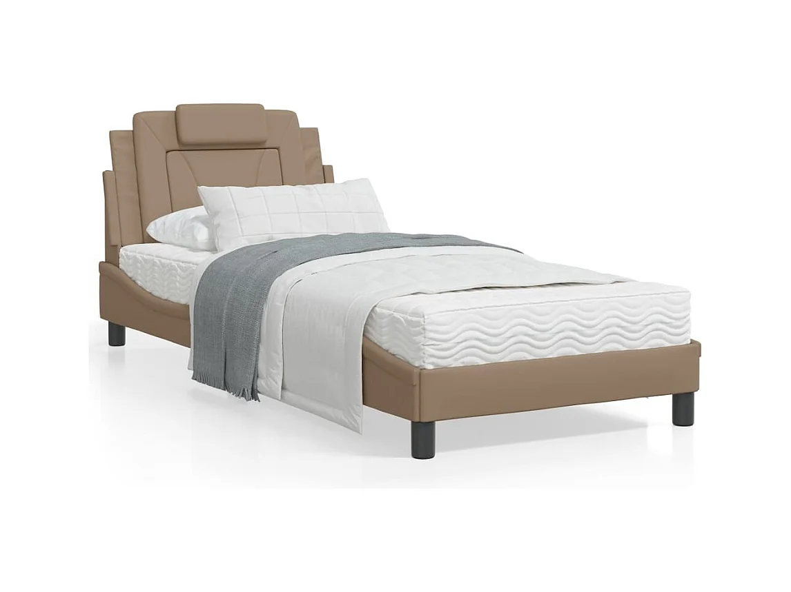 Bett "Viana" mit Matratze Cappuccino-Braun 80x200 cm Kunstleder