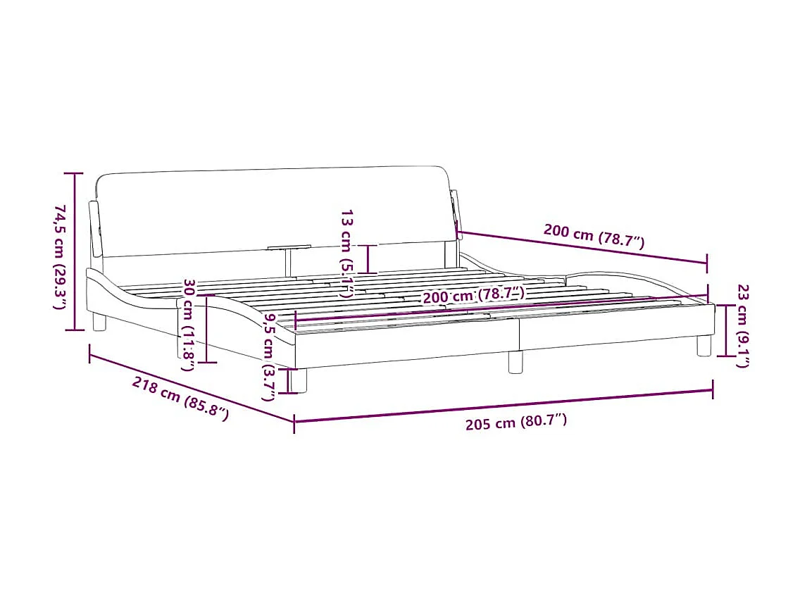 Estrutura de cama Dover 200x200 cm tecido cor creme