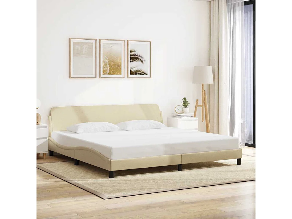 Cadre de lit Dover crème 200x200 cm tissu