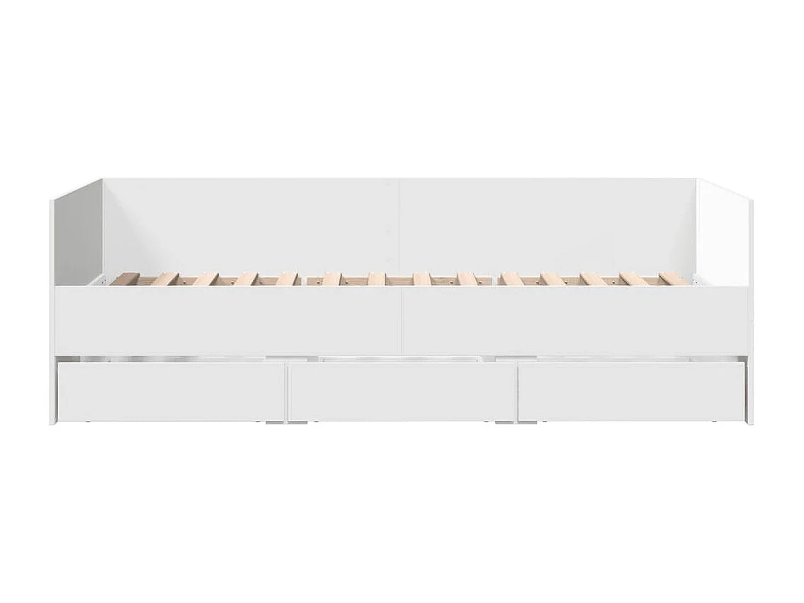 Slaapbank met lades zonder matras 100x200 cm wit