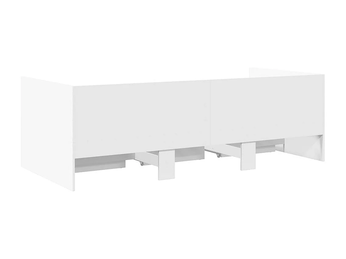 Slaapbank met lades zonder matras 100x200 cm wit
