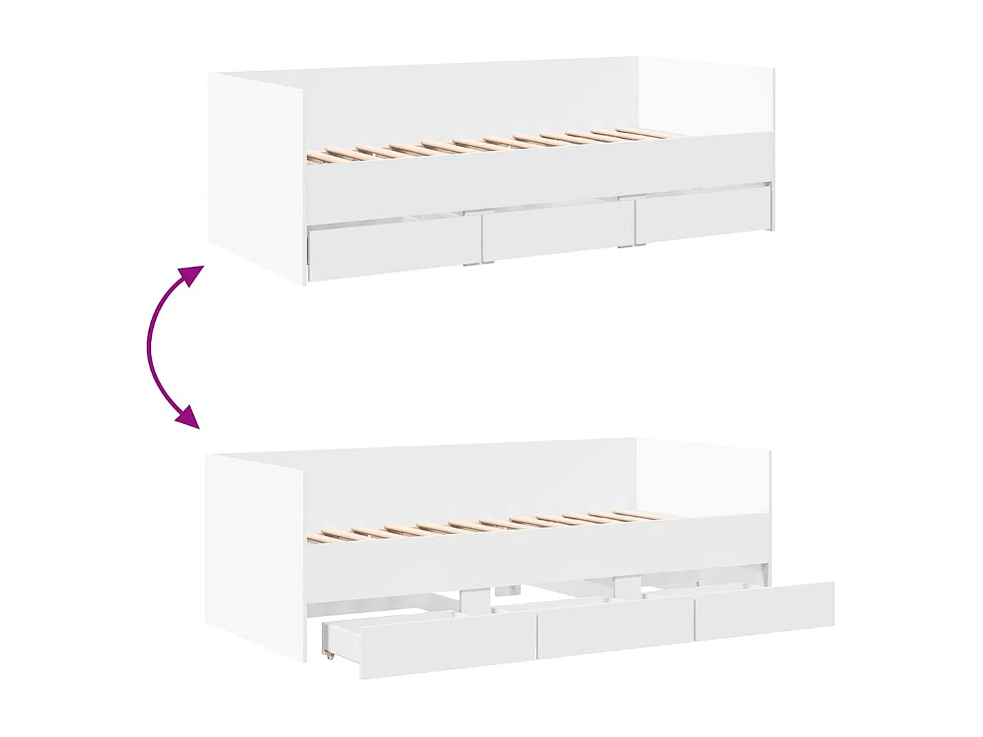 Lit de jour avec tiroirs sans matelas blanc 100x200 cm