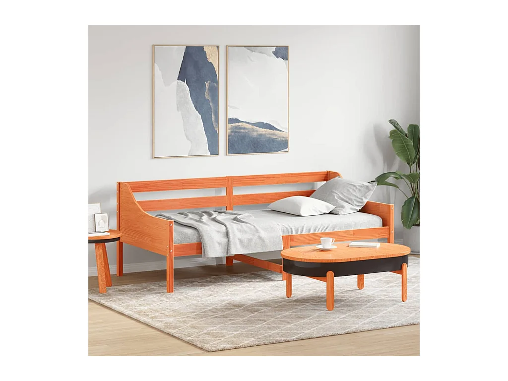 Tagesbett ohne Matratze Wachsbraun 100x200 cm Massivholz Kiefer