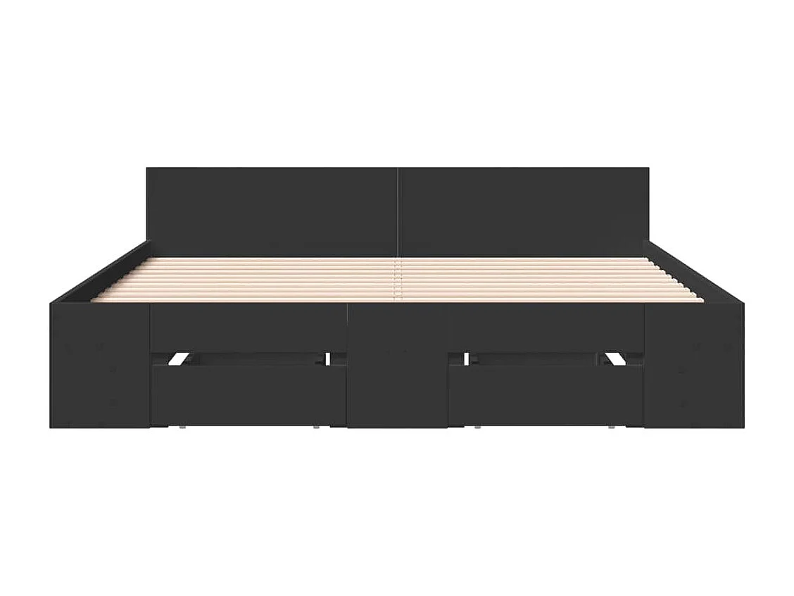 Giroletto con Cassetti Nero 135x190 cm in Legno Multistrato