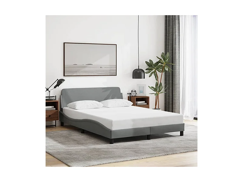 Cadre de lit Dover gris clair 140x190 cm tissu