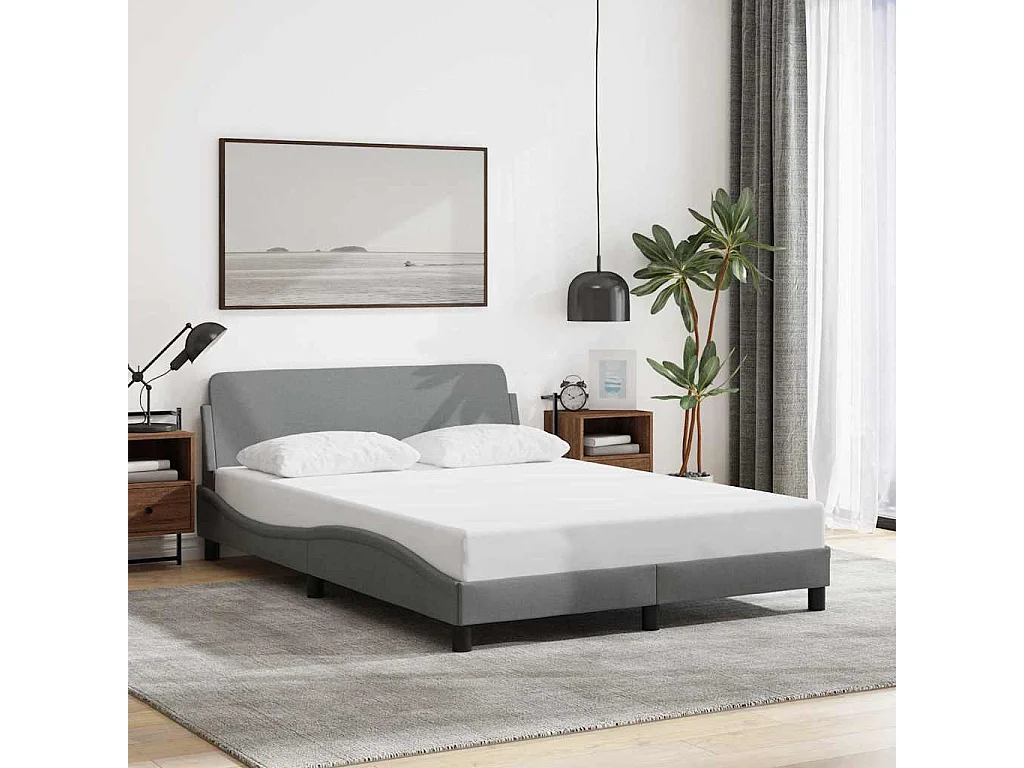 Cadre de lit Dover gris clair 140x190 cm tissu
