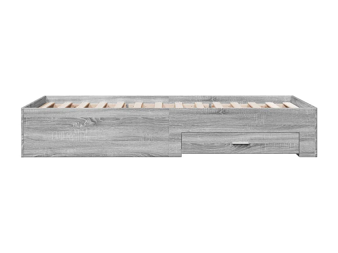 Cama con cajones madera ingeniería gris Sonoma 90x200 cm