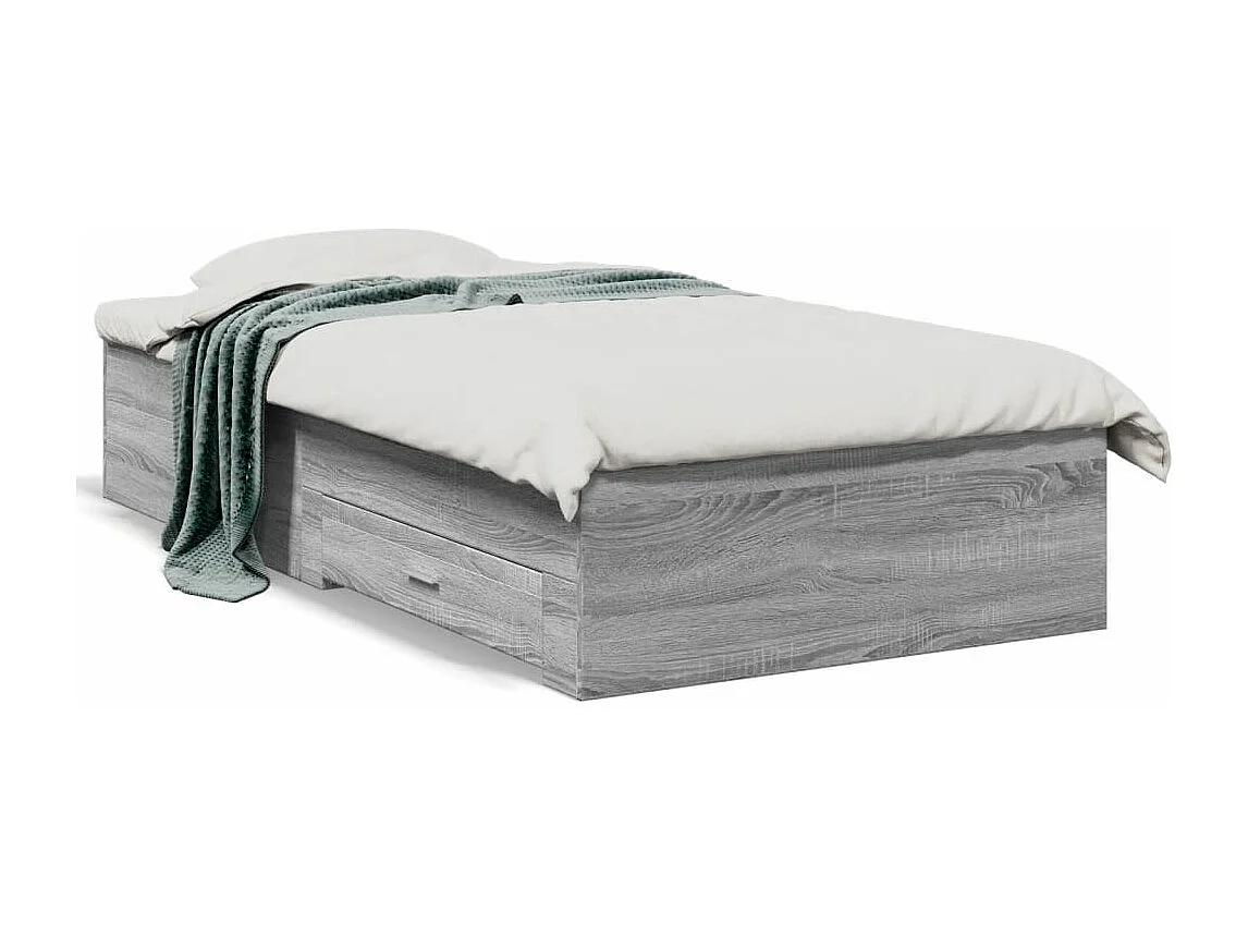 Cadre de lit avec tiroirs sans matelas sonoma gris 90x200 cm