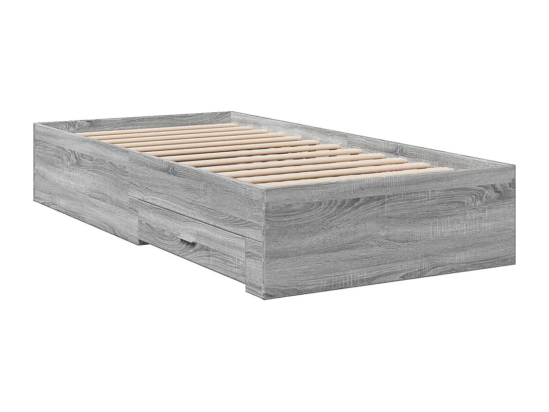 Cadre de lit avec tiroirs sans matelas sonoma gris 90x200 cm