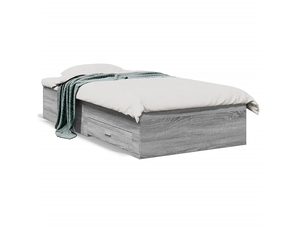 Cadre de lit avec tiroirs sans matelas sonoma gris 90x200 cm