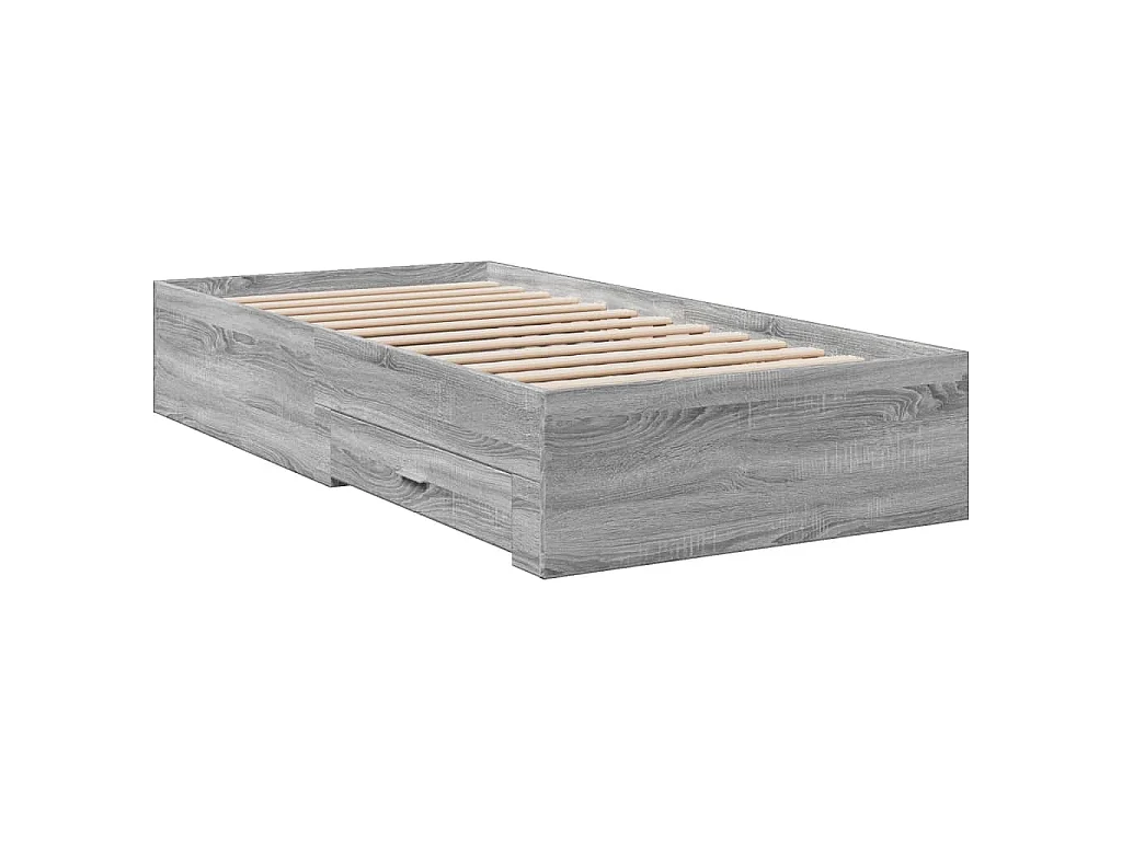 Cadre de lit avec tiroirs sans matelas sonoma gris 90x200 cm