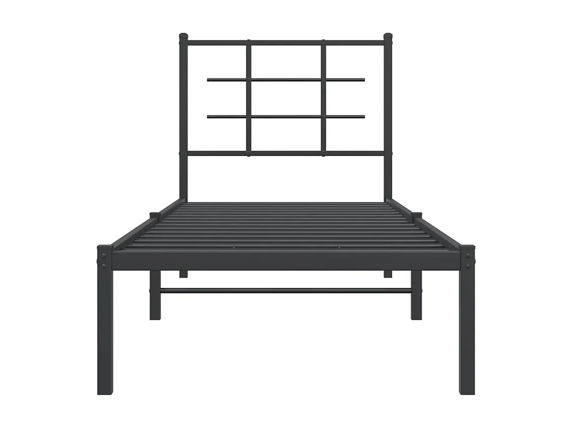 Estrutura de cama metal s/ colchão c/ cabeceira 75x190 cm preto