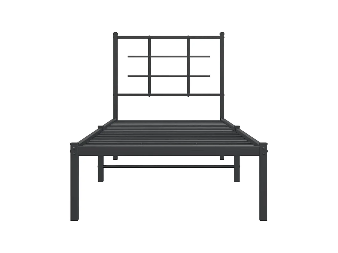 Bettgestell mit Kopfteil Metall Schwarz 75x190 cm