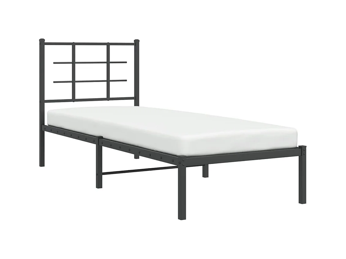 Bettgestell mit Kopfteil Metall Schwarz 75x190 cm
