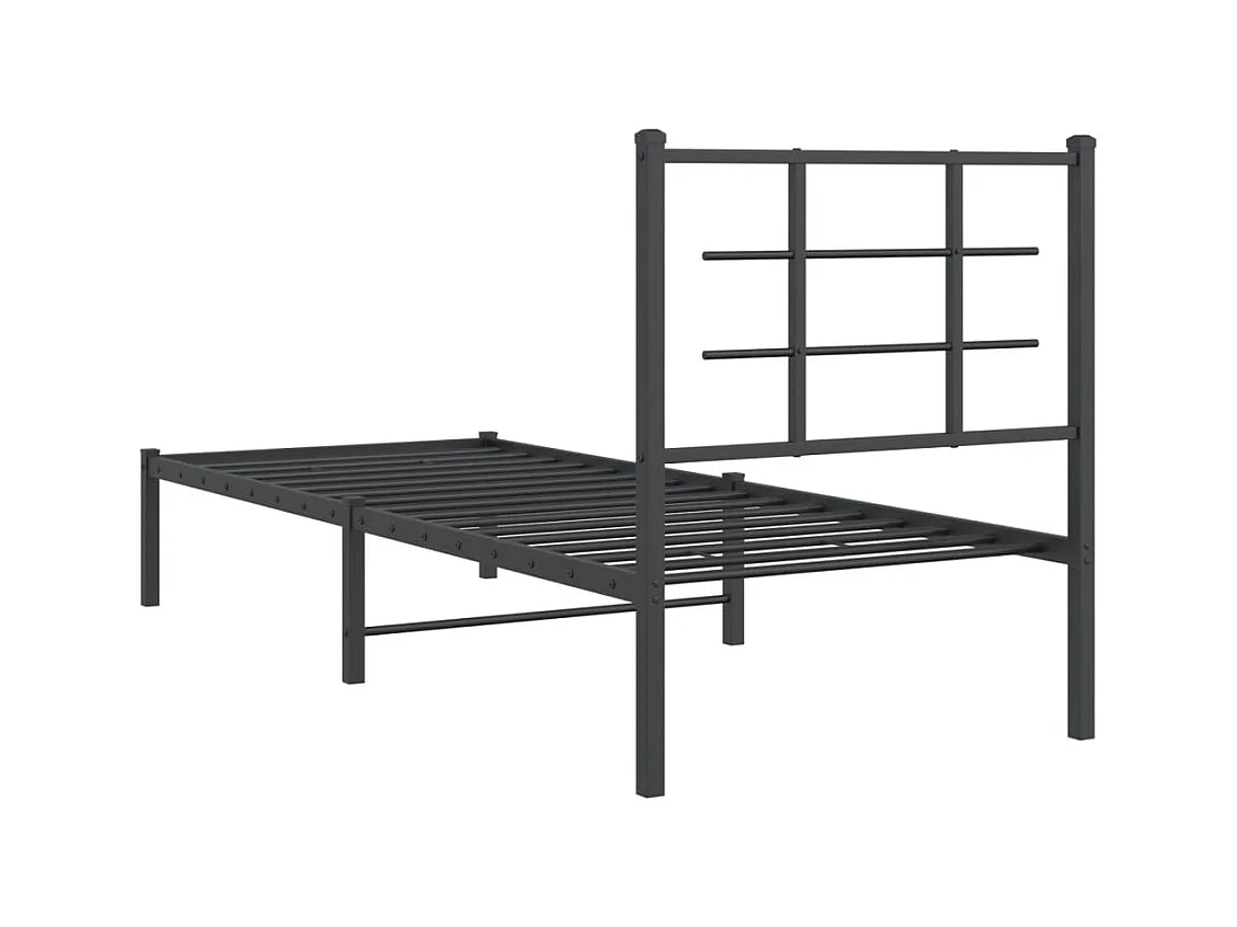 Bettgestell mit Kopfteil Metall Schwarz 75x190 cm
