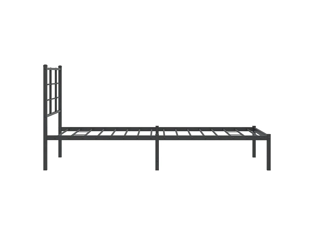 Cadre de lit métal sans matelas avec tête de lit noir 75x190 cm