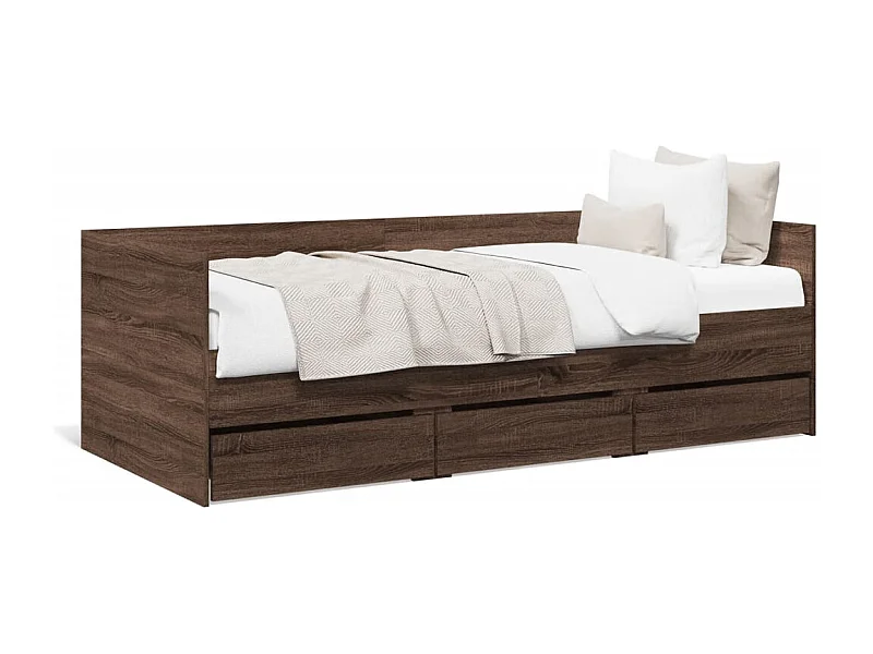 Lit de jour avec tiroirs sans matelas chêne marron 75x190 cm