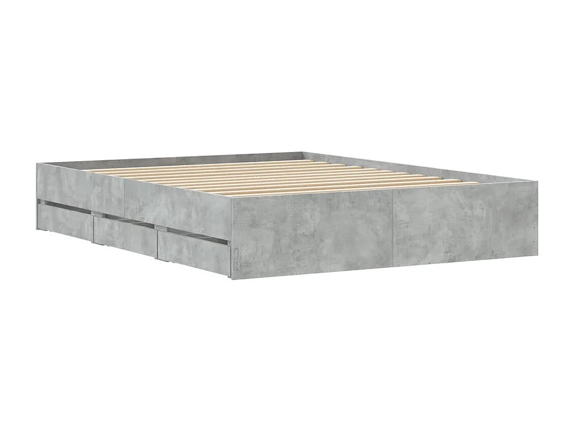 Cama con cajones madera ingeniería gris hormigón 140x200 cm