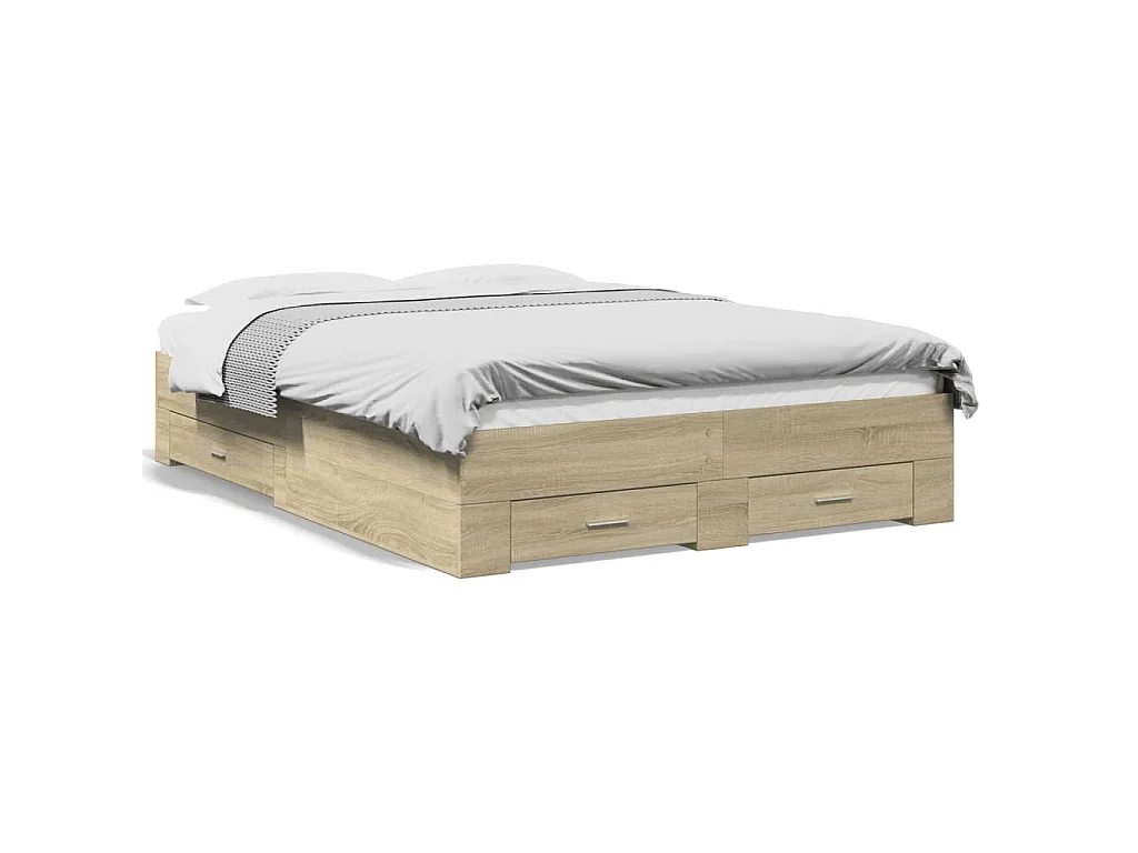 Cadre de lit avec tiroirs sans matelas chêne sonoma 120x190 cm