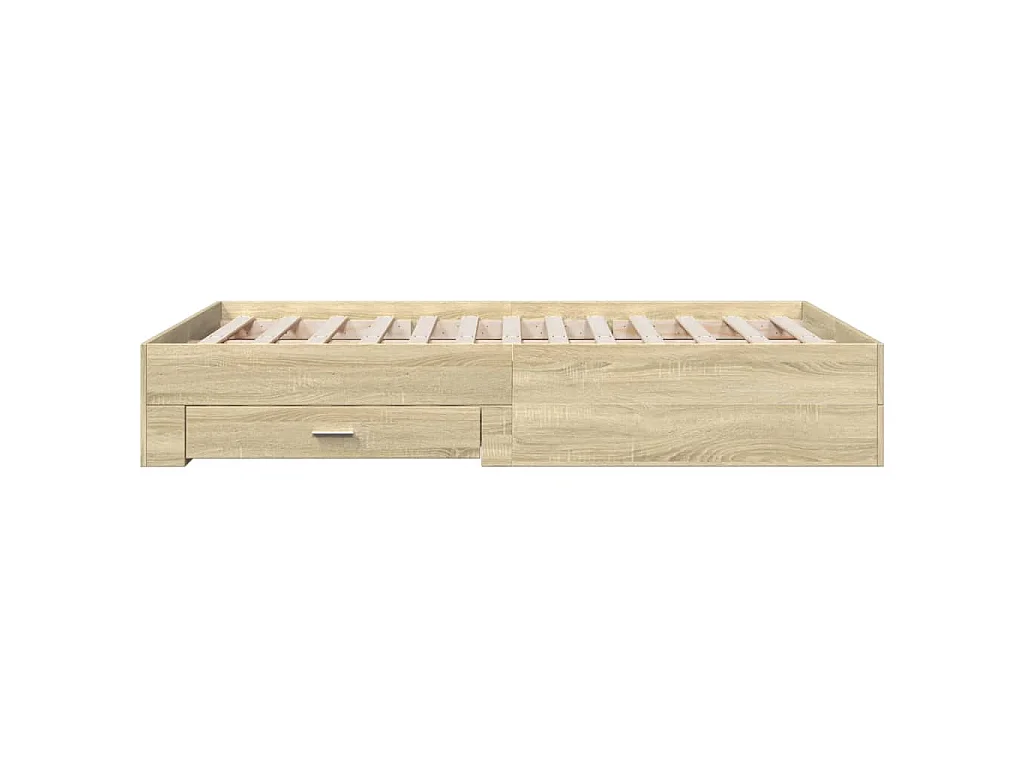 Cadre de lit avec tiroirs sans matelas chêne sonoma 120x190 cm