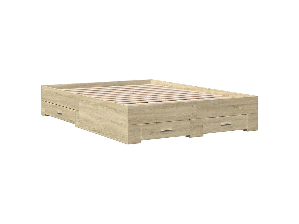 Cadre de lit avec tiroirs sans matelas chêne sonoma 120x190 cm