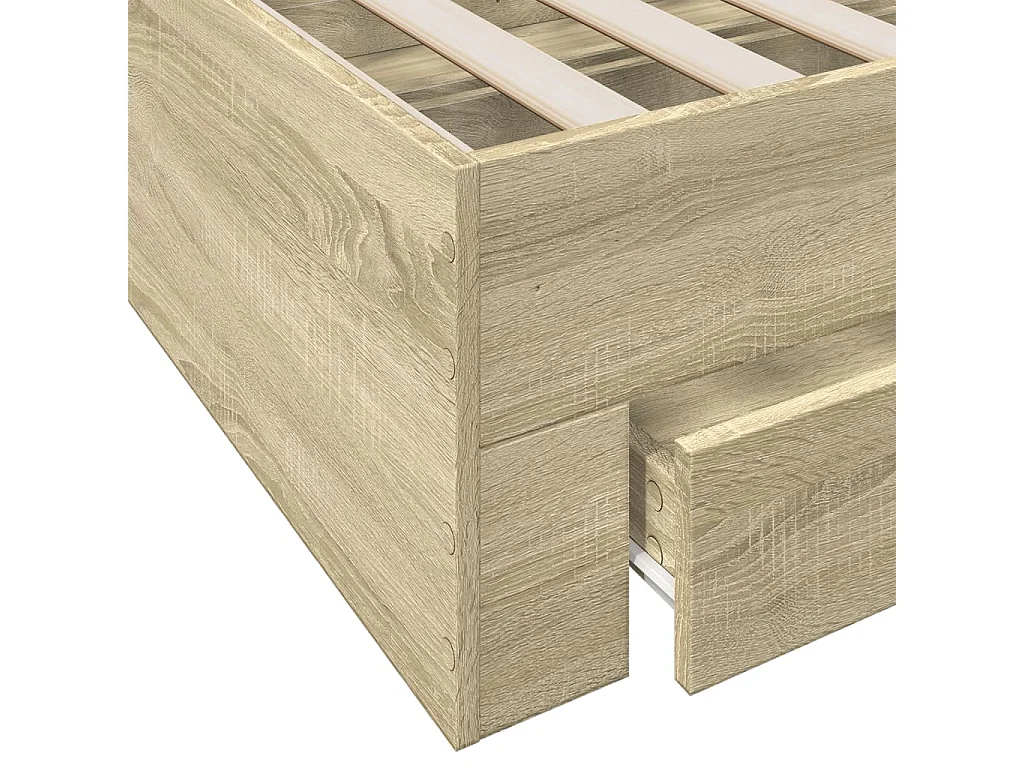 Cadre de lit avec tiroirs sans matelas chêne sonoma 120x190 cm