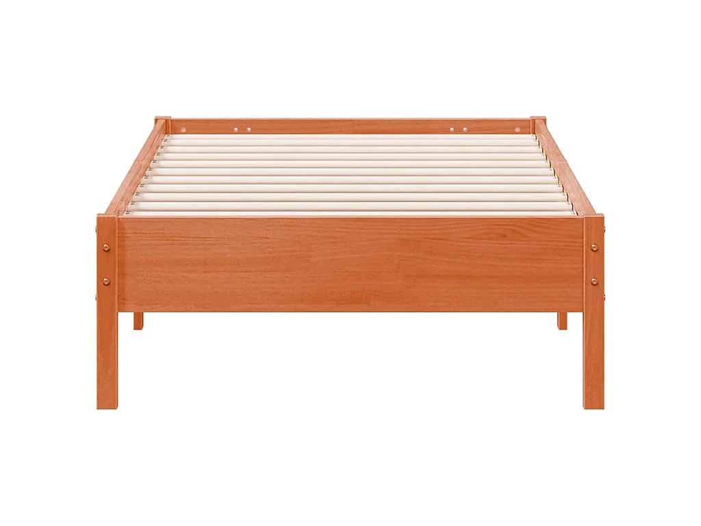 Bedframe zonder matras massief grenenhout wasbruin 75x190 cm