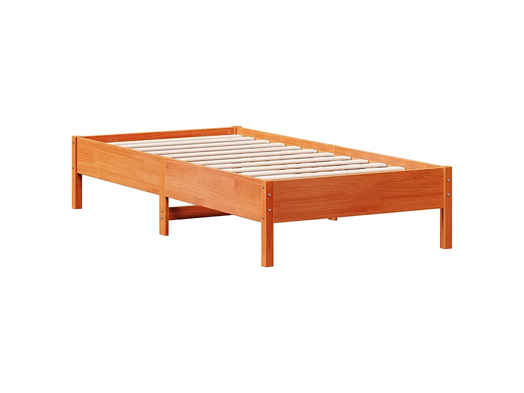 Bedframe zonder matras massief grenenhout wasbruin 75x190 cm