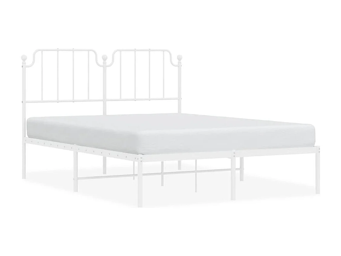 Estructura cama sin colchón con cabecero metal blanco 140x190cm