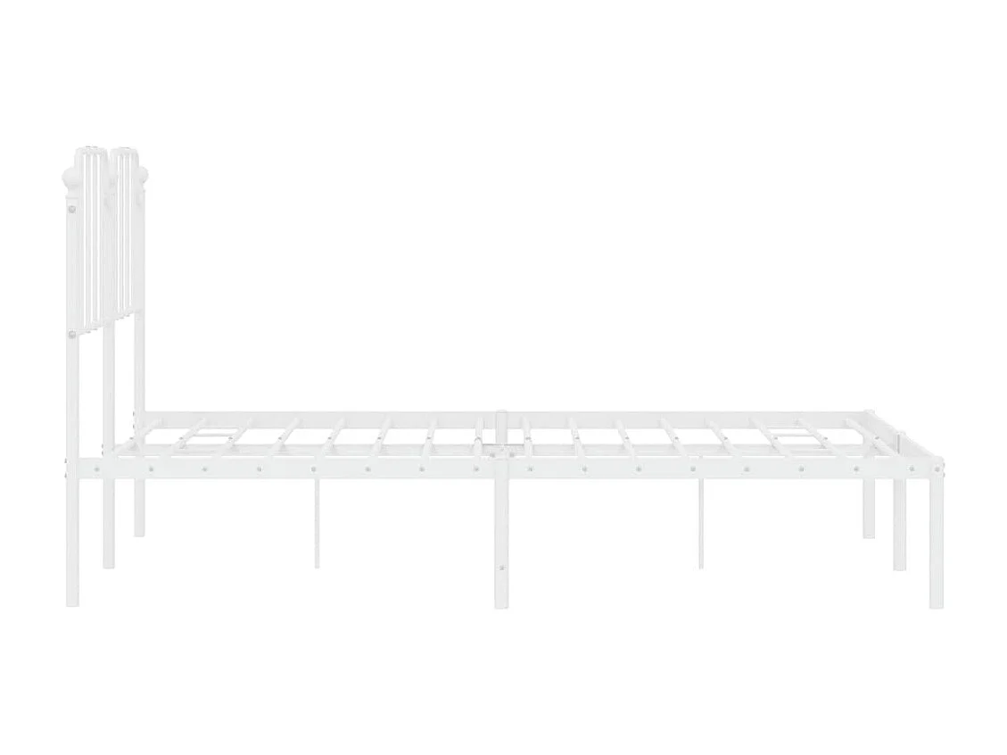 Estructura cama sin colchón con cabecero metal blanco 140x190cm