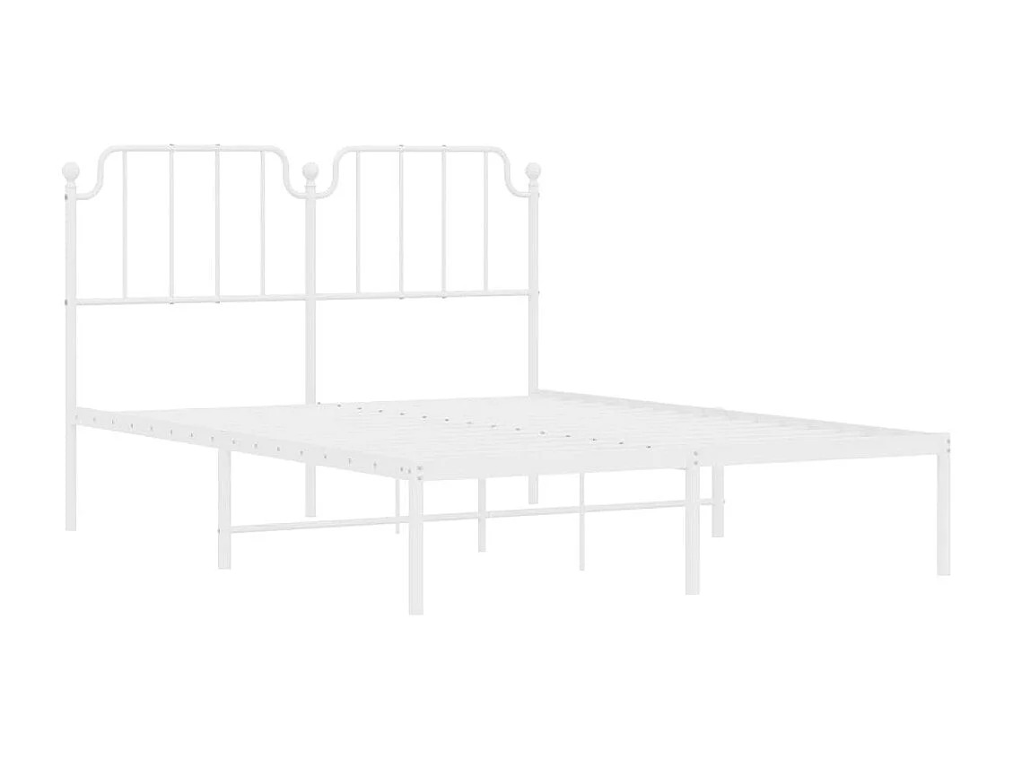 Cadre de lit métal sans matelas et tête de lit blanc 140x190 cm