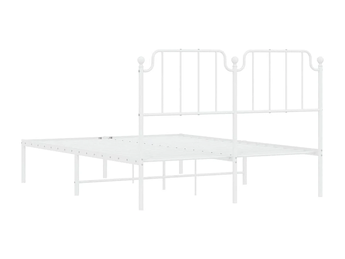 Cadre de lit métal sans matelas et tête de lit blanc 140x190 cm