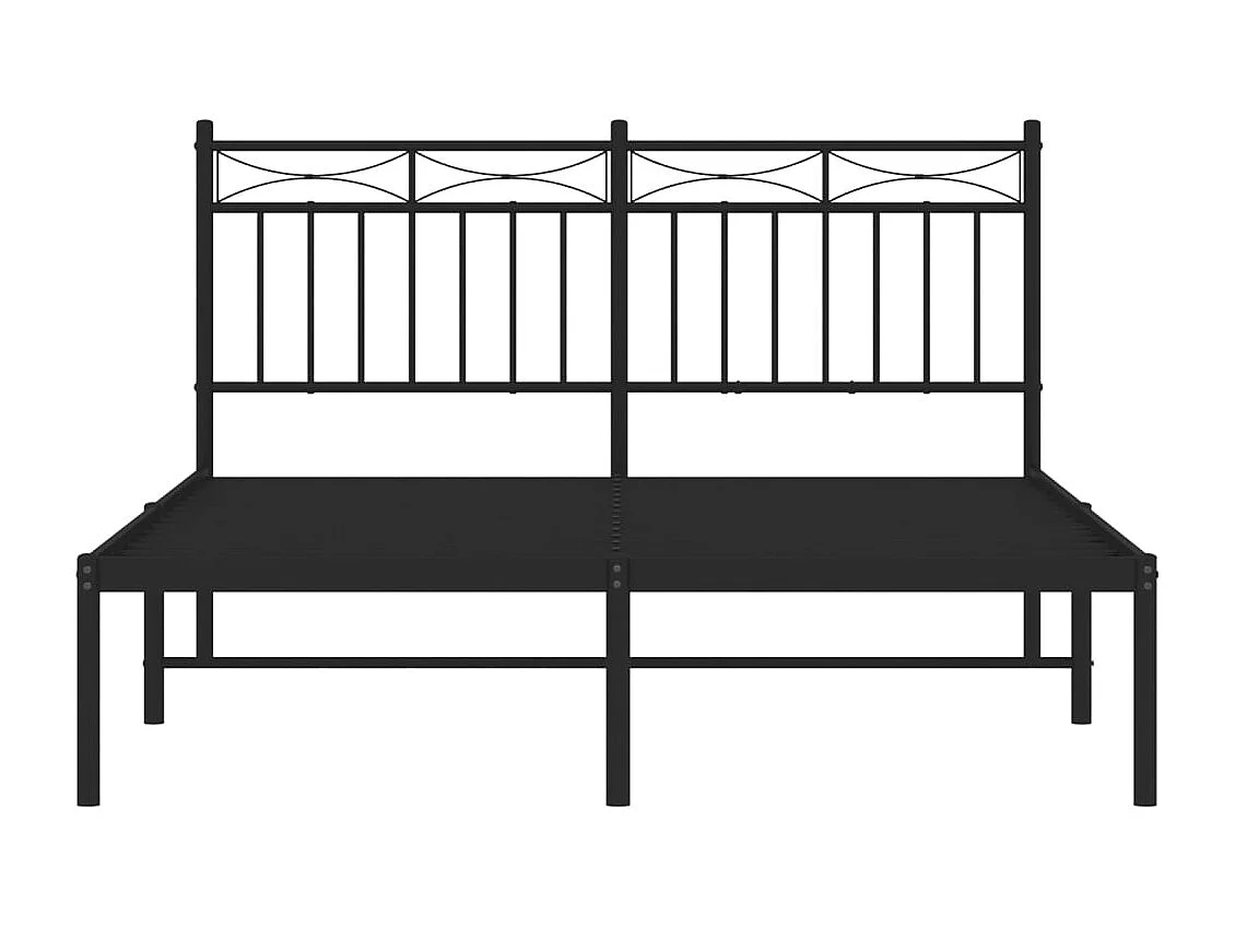 Cadre de lit métal sans matelas avec tête de lit noir 140x200cm