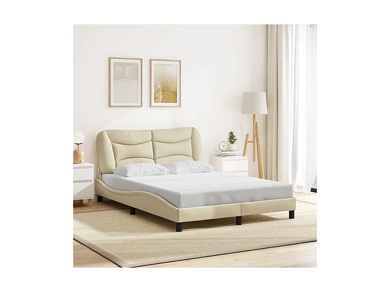 Bettgestell ohne Matratze "Hvar" Creme 140x200 cm Stoff