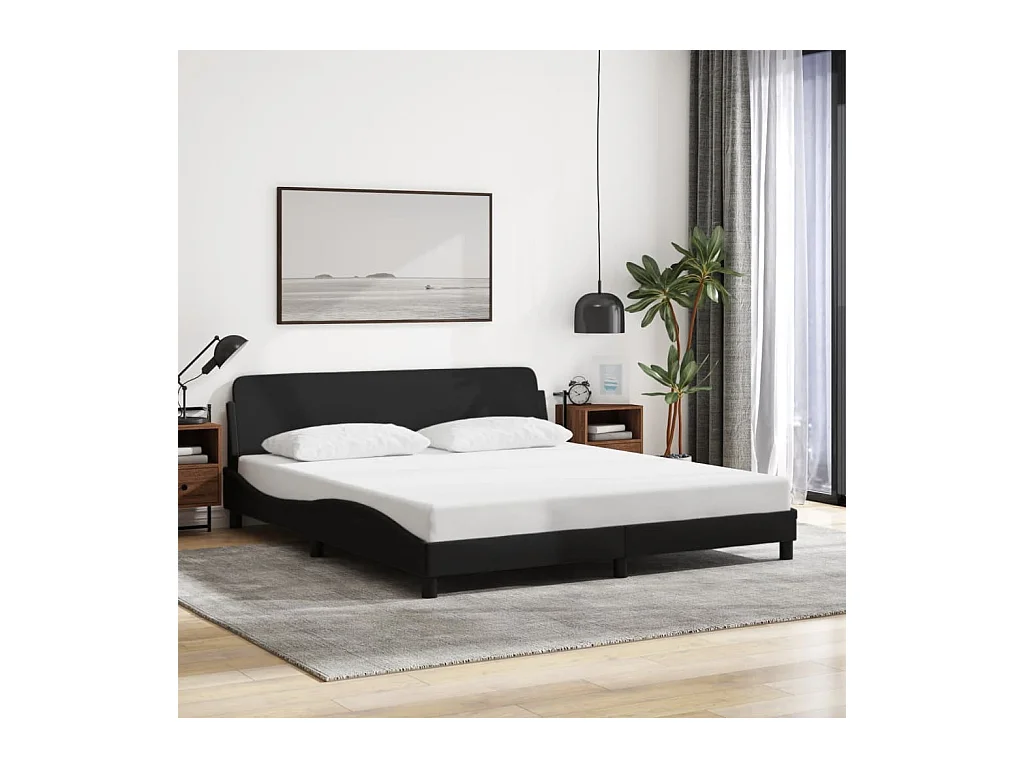 Cadre de lit sans matelas noir 160x200 cm tissu