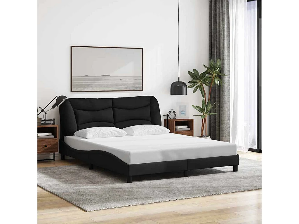 Cadre de lit sans matelas Hvar noir 160x200 cm tissu