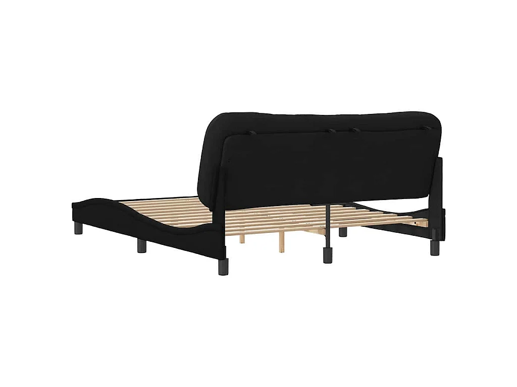 Cadre de lit sans matelas Hvar noir 160x200 cm tissu