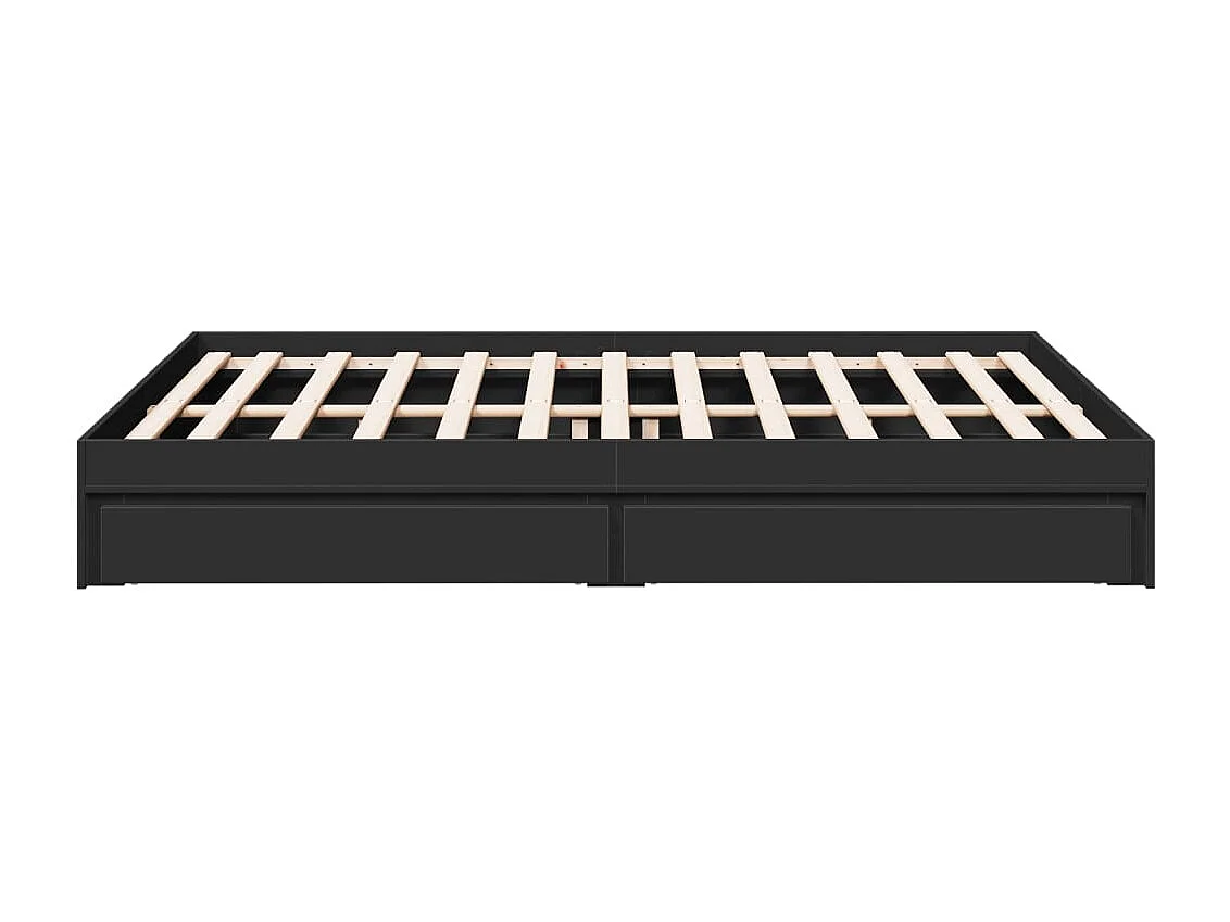 Giroletto con Cassetti Nero 160x200 cm in Legno Multistrato