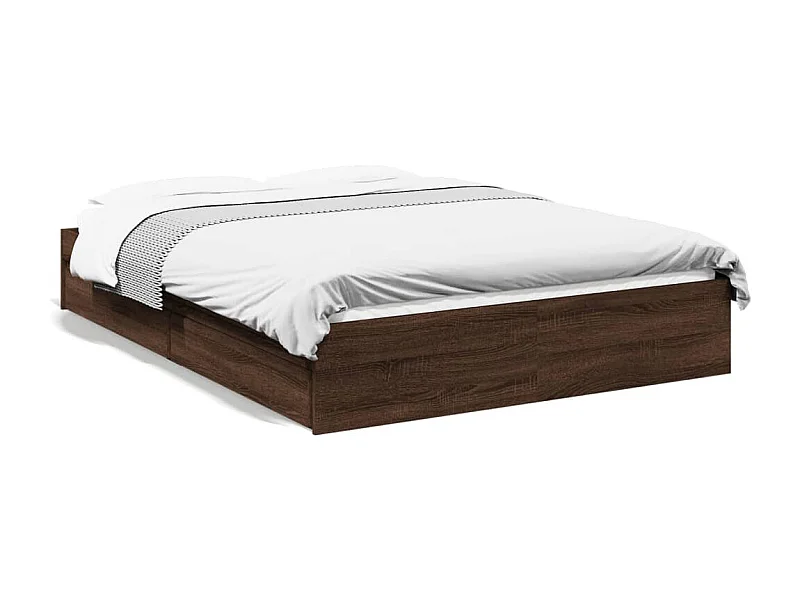 Bedframe met lades bewerkt hout bruin eikenkleurig 120x200 cm