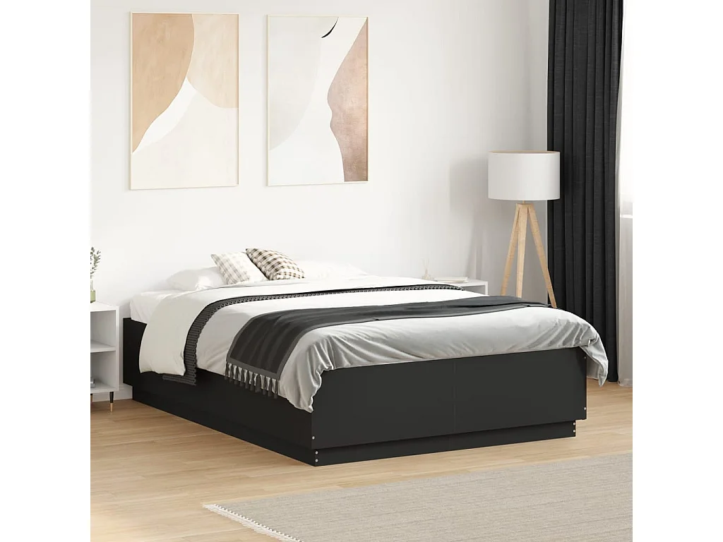 Bettgestell Schwarz 135x190 cm Holzwerkstoff