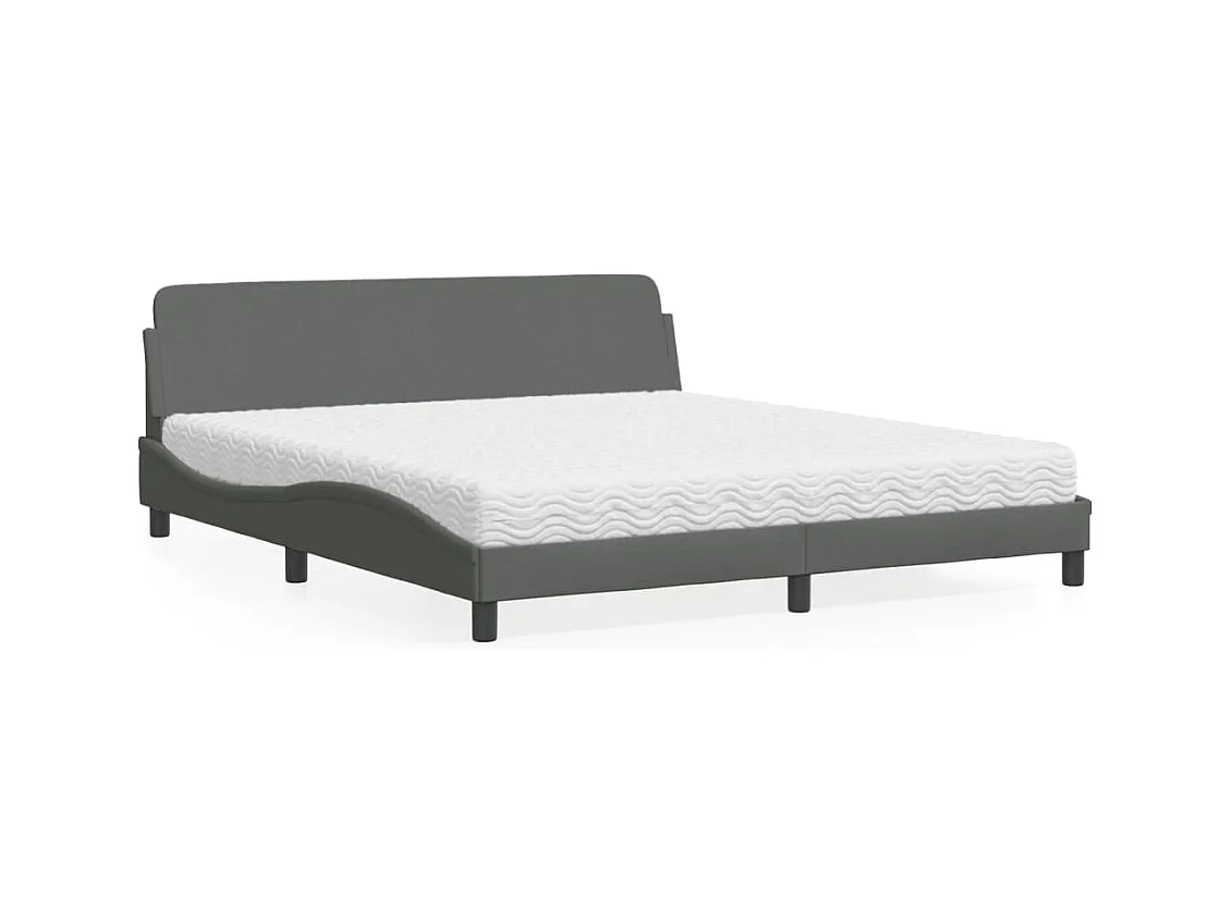 Lit avec matelas gris foncé 180x200 cm tissu