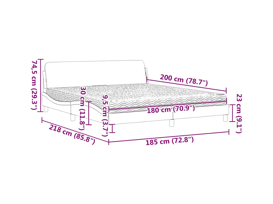Bed met matras "Dover" stof donkergrijs 180x200 cm