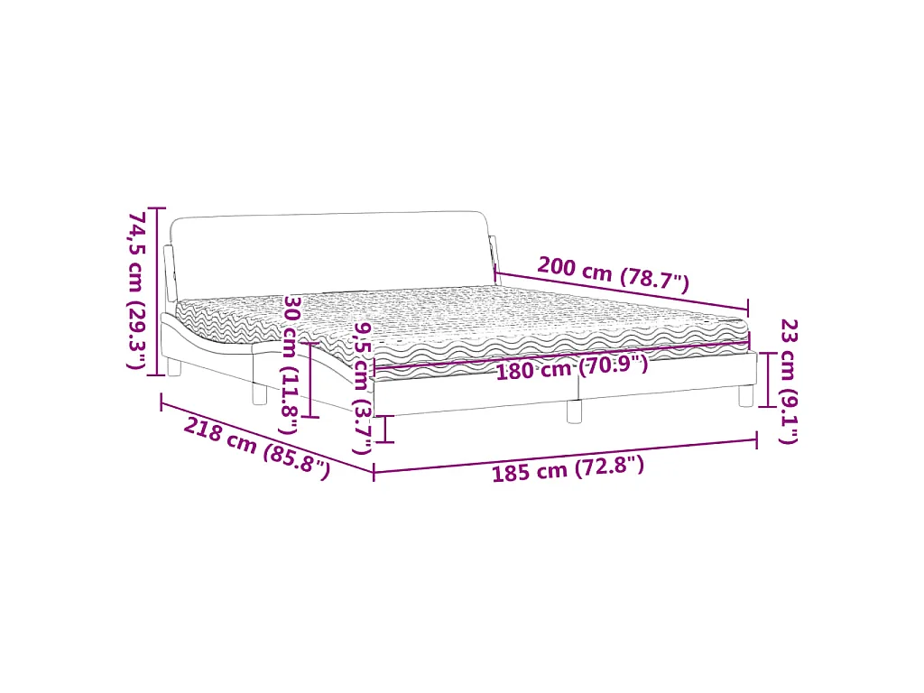 Bed met matras "Dover" stof donkergrijs 180x200 cm