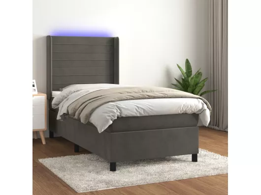 Kauf Unique Boxspringbett mit Matratze & LED Dunkelgrau 80x200 cm Samt