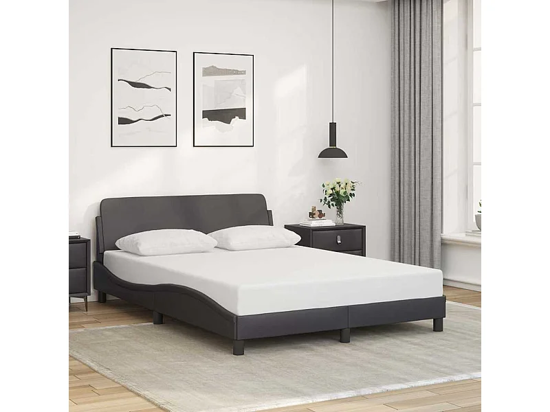 Estructura de cama Dover cuero sintético gris 140x200 cm