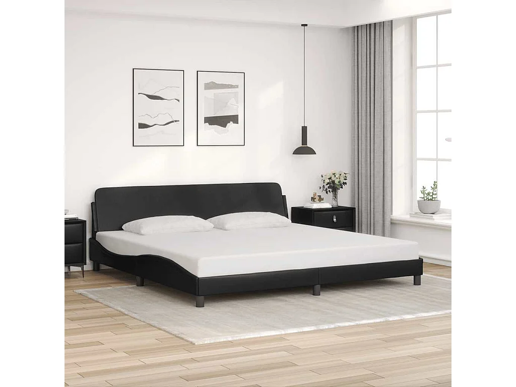 Cadre de lit Dover noir 200x200 cm similicuir