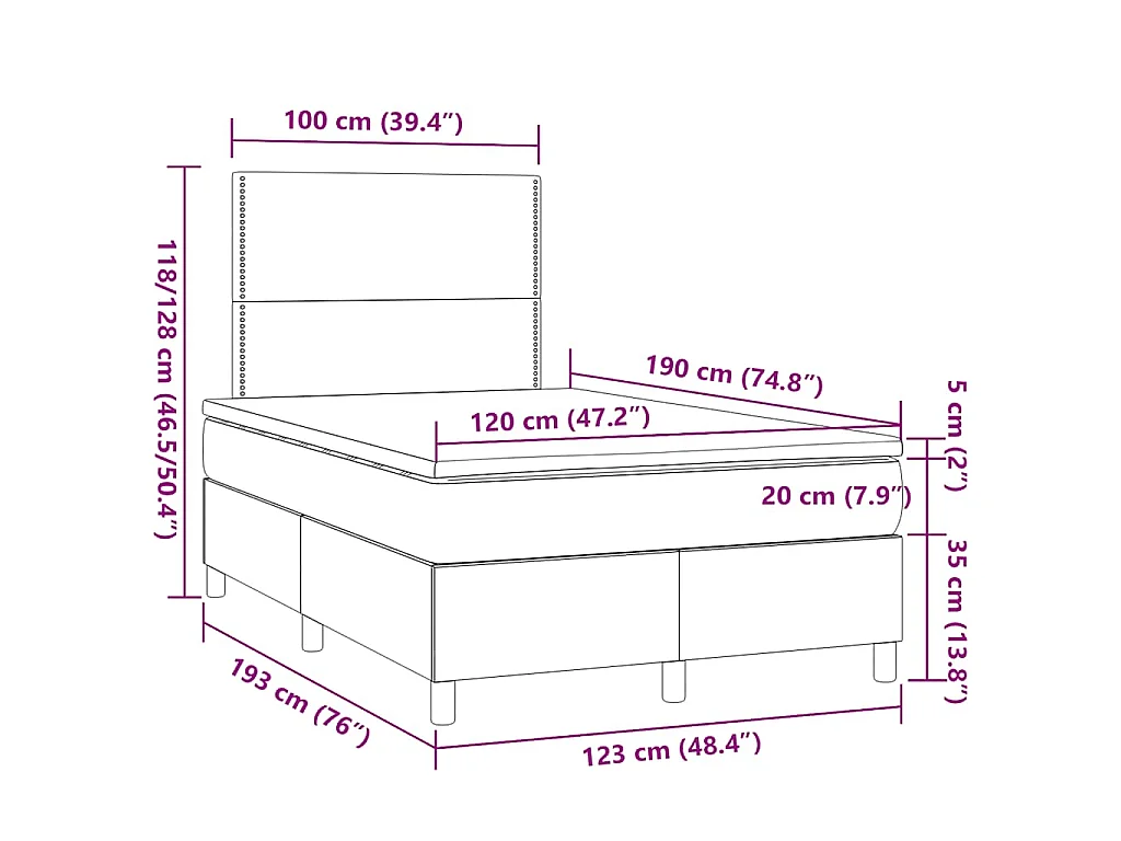 Boxspring met matras stof taupe 120x190 cm
